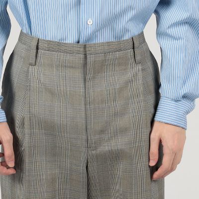 シルク　グレンチェック　１プリーツテーパードパンツ
