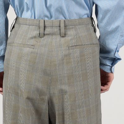 シルク　グレンチェック　１プリーツテーパードパンツ