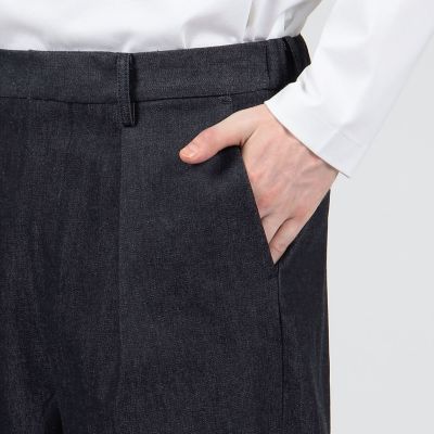 １０オンスコットンデニム　１プリーツストレートパンツ