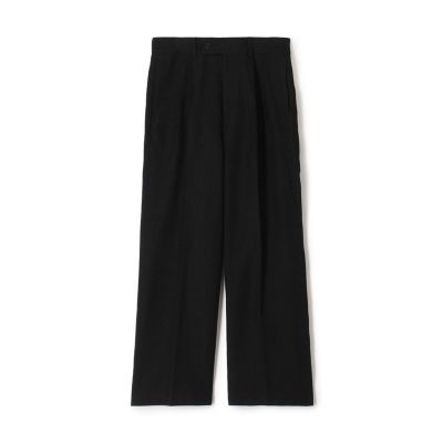 ウールリネンコットン　２タックワイドストレートパンツ