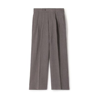 ウールリネンコットン　２タックワイドストレートパンツ