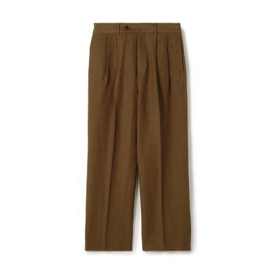 ウールリネンコットン　２タックワイドストレートパンツ