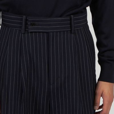 ウールリネンコットン　２タックワイドストレートパンツ