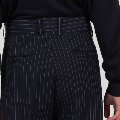 ウールリネンコットン　２タックワイドストレートパンツ