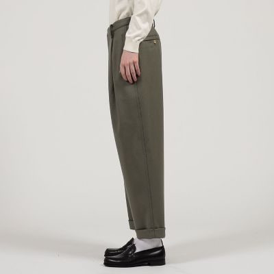 ウールメルトン　１タック　ペグトップ　パンツ