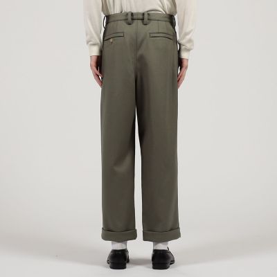 ウールメルトン　１タック　ペグトップ　パンツ