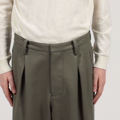 ウールメルトン　１タック　ペグトップ　パンツ