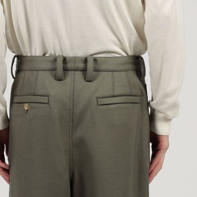 ウールメルトン　１タック　ペグトップ　パンツ