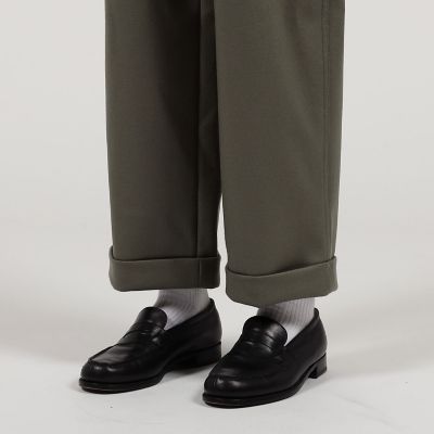 ウールメルトン　１タック　ペグトップ　パンツ