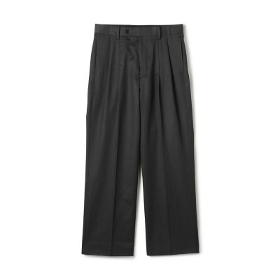 コットンキュプラ　ツイル　２タックワイドストレートパンツ