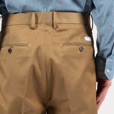 コットンキュプラ　ツイル　２タックワイドストレートパンツ