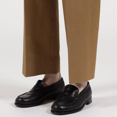 コットンキュプラ　ツイル　２タックワイドストレートパンツ