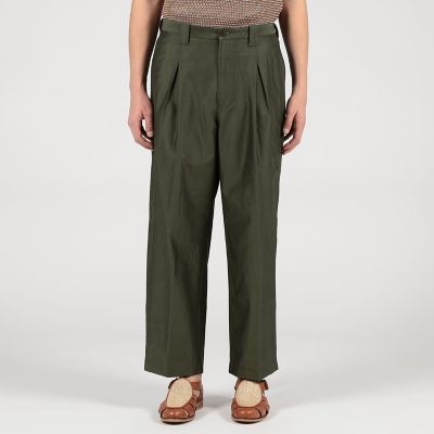 コードシルク混タフタ　ペグトップワイドパンツ
