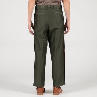 コードシルク混タフタ　ペグトップワイドパンツ