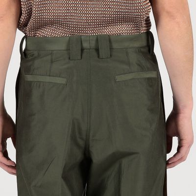 コードシルク混タフタ　ペグトップワイドパンツ