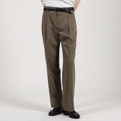 ウールナイロン　１プリーツ　ストレート　バレルパンツ