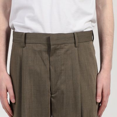 ウールナイロン　１プリーツ　ストレート　バレルパンツ