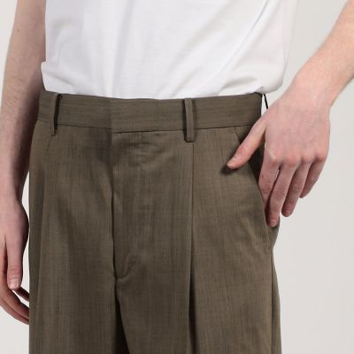 ウールナイロン　１プリーツ　ストレート　バレルパンツ