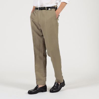 リネンコットン サイドアジャスター ノープリーツパンツ