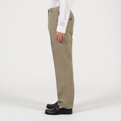 リネンコットン サイドアジャスター ノープリーツパンツ