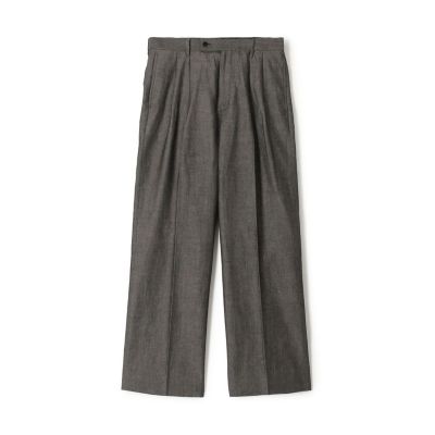 トゥモローランド ツータックウールパンツ　春夏用 ウールリネンコットン 2タックワイドストレートパンツ