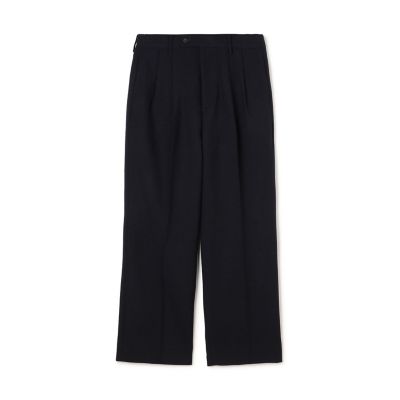 ドライウールツイル 2プリーツワイドストレートバレルパンツ