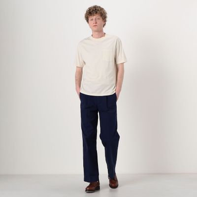 60／3 コットンオックスフォード 1プリーツバレルパンツ