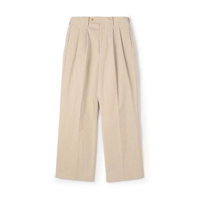 コットンナイロンツイル 2プリーツワイドストレートパンツ