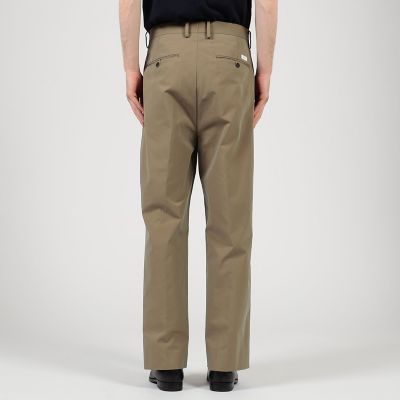 コットンナイロンツイル 2プリーツワイドストレートパンツ