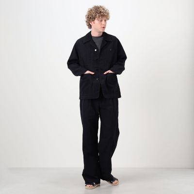 コットンリネンキュプラ 1プリーツワイドストレート バレルパンツ