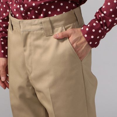ポリエステルコットンチノ　クロップドテーパードパンツ