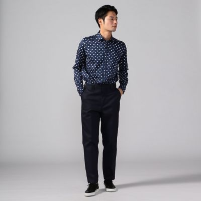 ポリエステルコットンチノ　クロップドテーパードパンツ