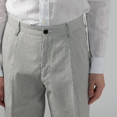 コットンシルクサッカー　１プリーツテーパードパンツ