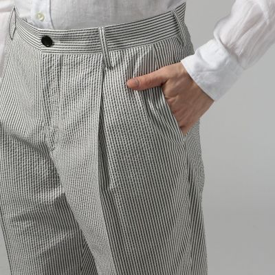 コットンシルクサッカー　１プリーツテーパードパンツ