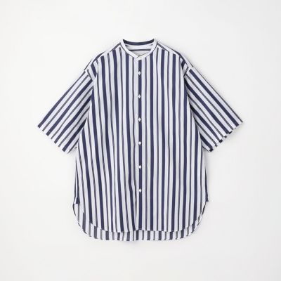 コットン　バンドカラーストライプ半袖シャツ　ＡＲＣＨＩＶＥ　ＦＩＴ