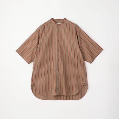 コットン　バンドカラーストライプ半袖シャツ　ＡＲＣＨＩＶＥ　ＦＩＴ