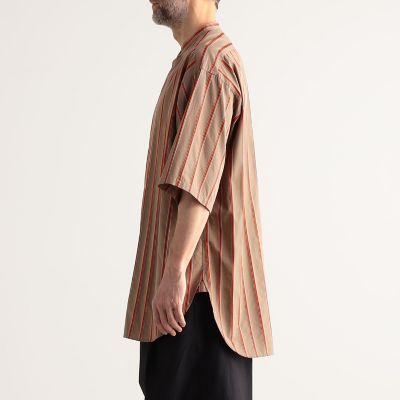 コットン　バンドカラーストライプ半袖シャツ　ＡＲＣＨＩＶＥ　ＦＩＴ