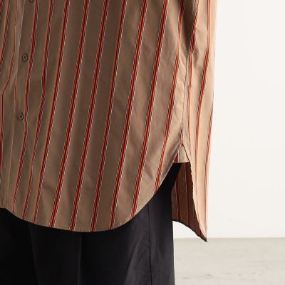 コットン　バンドカラーストライプ半袖シャツ　ＡＲＣＨＩＶＥ　ＦＩＴ