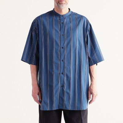 コットン　バンドカラーストライプ半袖シャツ　ＡＲＣＨＩＶＥ　ＦＩＴ