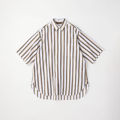 コットン　バンドカラーストライプ半袖シャツ　ＡＲＣＨＩＶＥ　ＦＩＴ