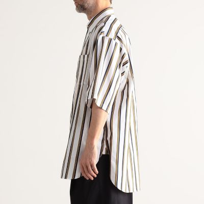 コットン　バンドカラーストライプ半袖シャツ　ＡＲＣＨＩＶＥ　ＦＩＴ