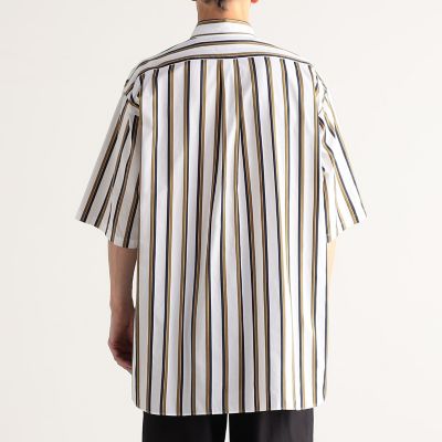 コットン　バンドカラーストライプ半袖シャツ　ＡＲＣＨＩＶＥ　ＦＩＴ