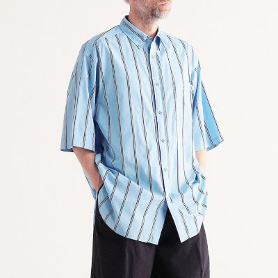 コットン　バンドカラーストライプ半袖シャツ　ＡＲＣＨＩＶＥ　ＦＩＴ