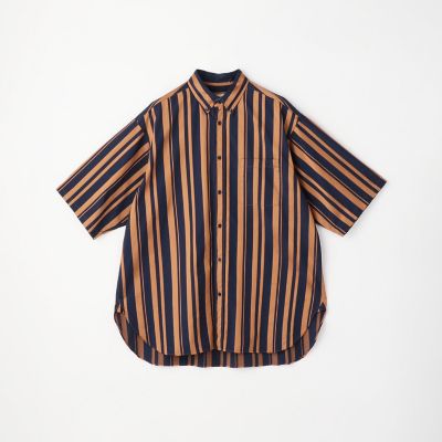 コットン　バンドカラーストライプ半袖シャツ　ＡＲＣＨＩＶＥ　ＦＩＴ