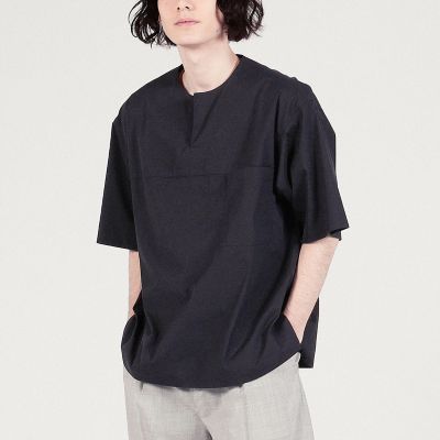ストレッチブロード　キーカラープルオーバーシャツ