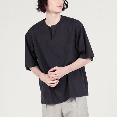ストレッチブロード　キーカラープルオーバーシャツ