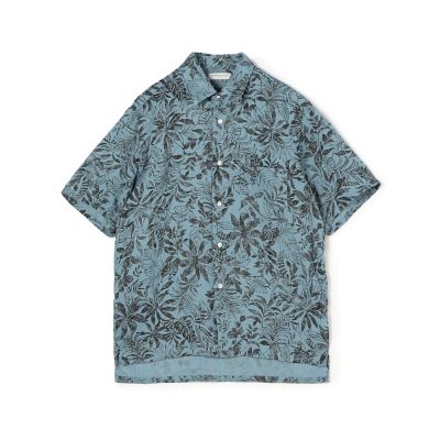 ６０リネンリーフプリント　レギュラーカラーシャツ