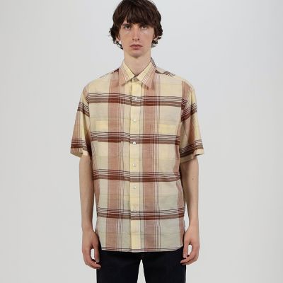 コットンシルク マドラスチェック ハーフスリーブシャツ