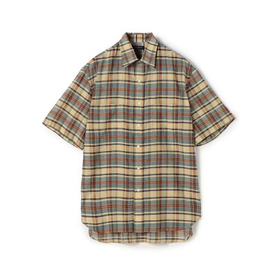 MAATEE&SONS コットンシルク イエローベージュ チェック半袖シャツ 3 MAATEE&SONS コットンシルク イエローベージュ チェック半袖