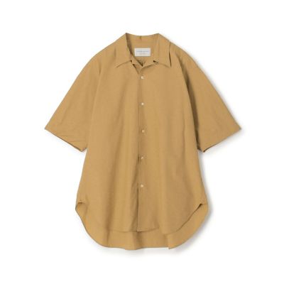 120番手高密度コットン オープンカラー半袖ロングシャツ